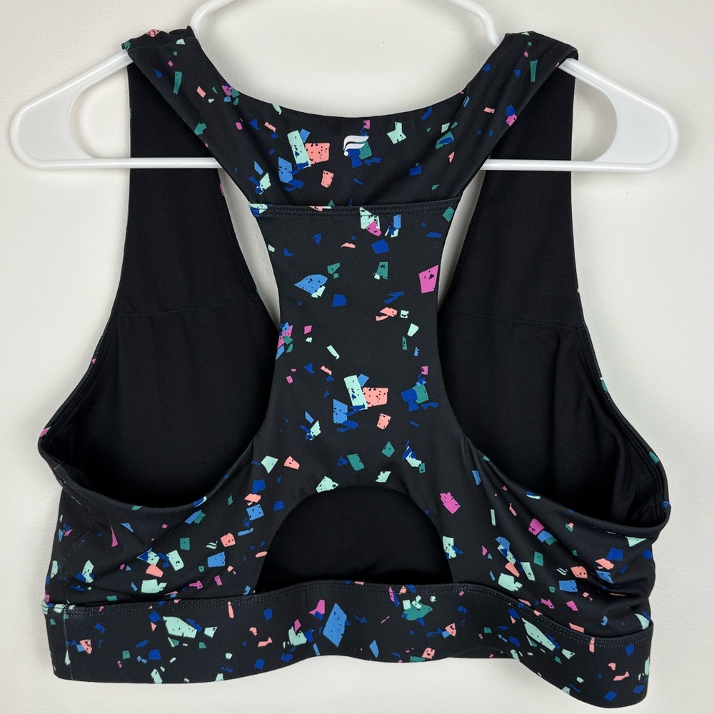 Fabletics Black Active Bra With Multicolor Triang… - image 2